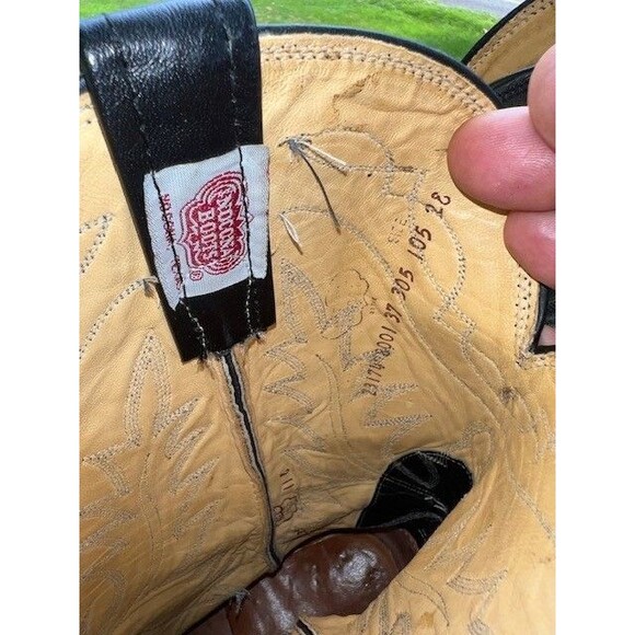 Nocona Vtg Black Premium Leather Cowboy Boots w/lizardskin Wingtips Mn’s Sz 10.5